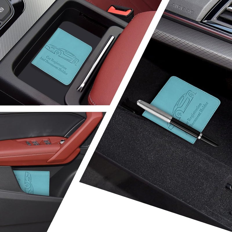 Peisicne Registration and Insurance Card Holder, Vehicle Glove Box Car Organizer with Magnetic Closure, Interior Car Accessories for Documents, Cards, License Storage, 1-Pack Blue - Image 5
